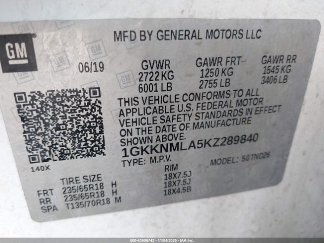 2019 GMC ACADIA 1GKKNMLA5KZ289840 Photo 8