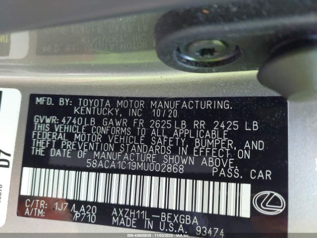2021 LEXUS ES 300H 58ACA1C19MU002868 Photo 8