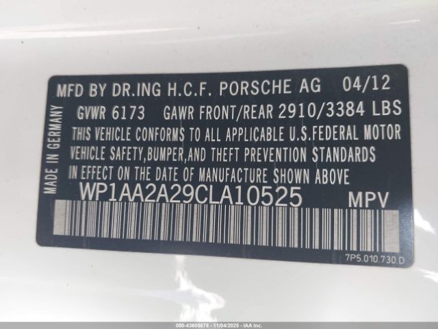 2012 PORSCHE CAYENNE WP1AA2A29CLA10525 Photo 8