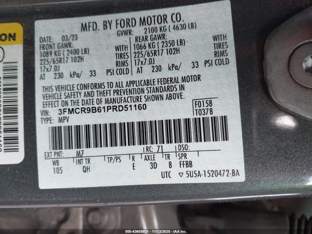 3FMCR9B61PRD51160 Ford Bronco Sport Big Bend