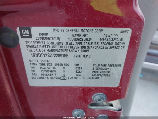 2007 CHEVROLET TRAILBLAZER 1GNDT13S272289156 Photo 8