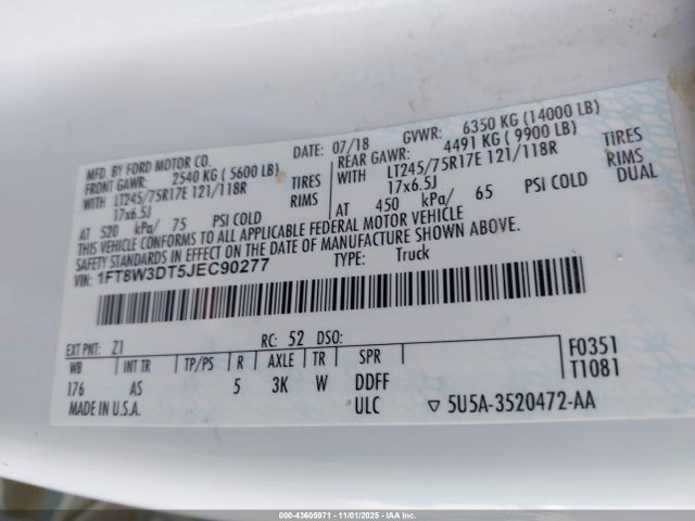 1FT8W3DT5JEC90277 Ford F-350