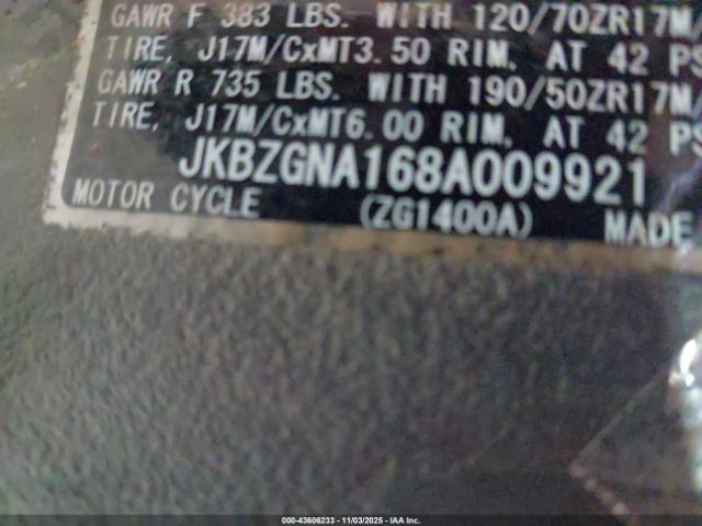 2008 KAWASAKI ZG1400 JKBZGNA168A009921 Photo 9