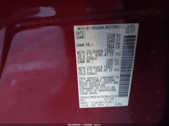 2018 NISSAN MURANO 5N1AZ2MG0JN106414 Photo 8