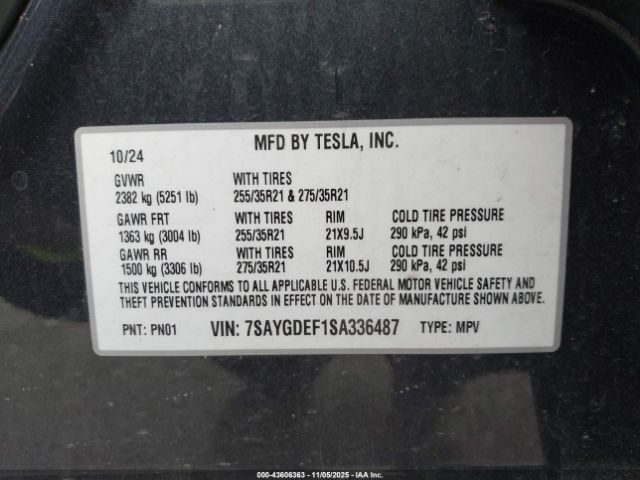 2025 TESLA MODEL Y 7SAYGDEF1SA336487 Photo 8