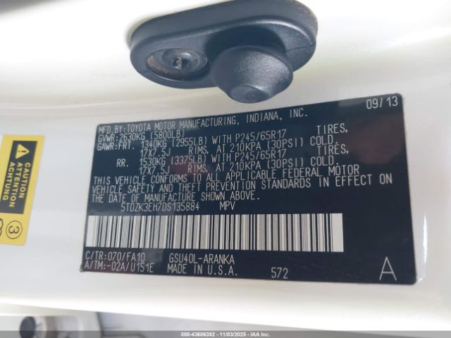 2013 TOYOTA HIGHLANDER 5TDZK3EH7DS135884 Photo 8