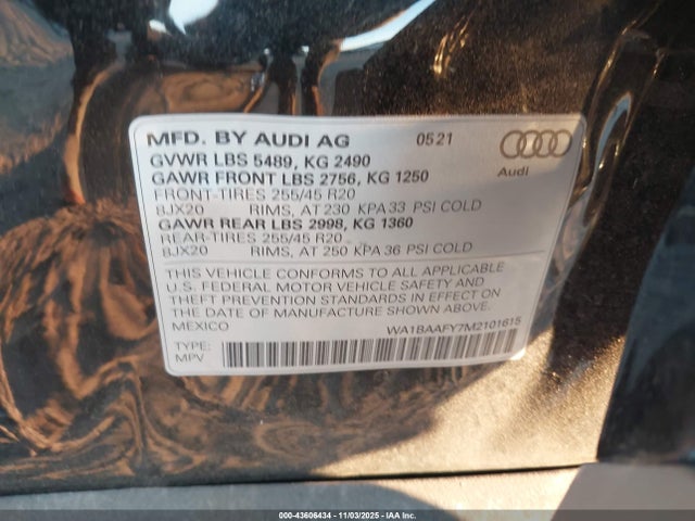 2021 AUDI Q5 WA1BAAFY7M2101615 Photo 8