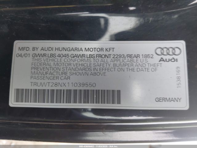 2001 AUDI TT TRUWT28NX11039550 Photo 8