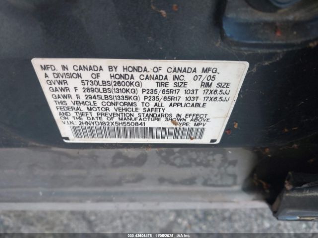 2005 ACURA MDX 2HNYD182X5H550841 Photo 8