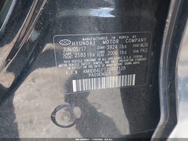 KMHD84LF7JU492128 Hyundai ELANTRA SEL