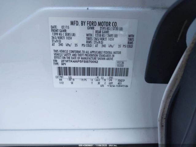 2015 FORD EDGE 2FMTK4AP5FBB70092 Photo 8