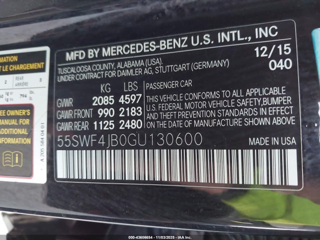 55SWF4JB0GU130600 Mercedes-Benz C 300