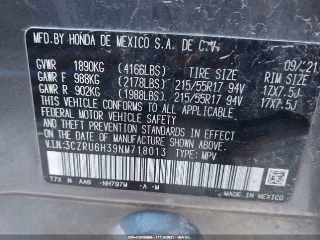 2022 HONDA HR-V 3CZRU6H39NM718013 Photo 8