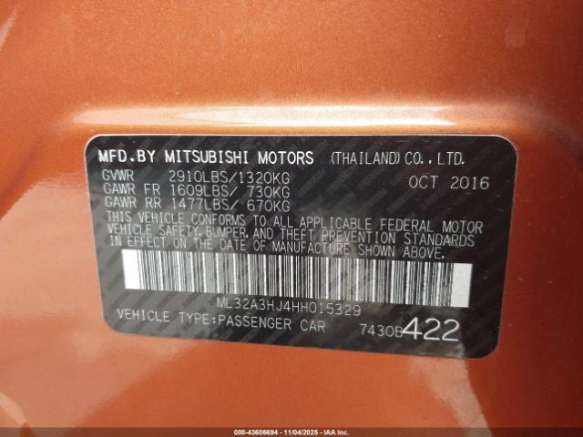 2017 MITSUBISHI MIRAGE ML32A3HJ4HH015329 Photo 8