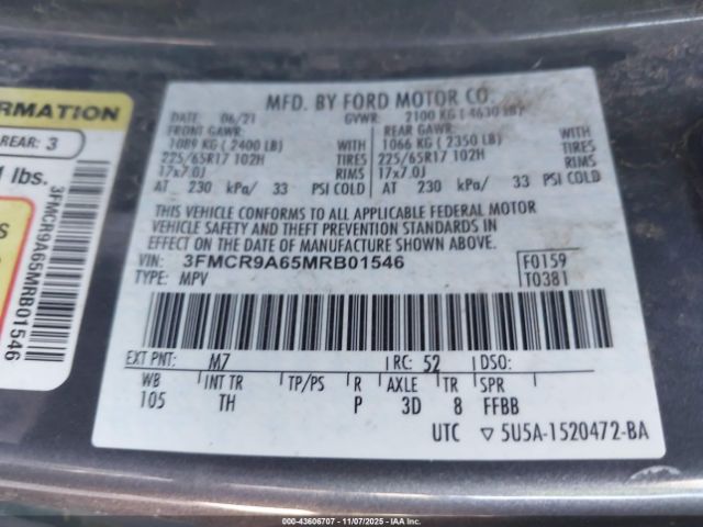 2021 FORD BRONCO SPORT 3FMCR9A65MRB01546 Photo 8