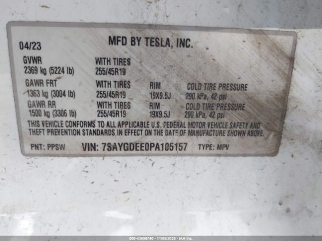2023 TESLA MODEL Y 7SAYGDEE0PA105157 Photo 8