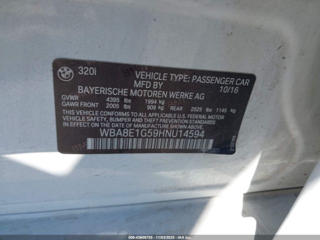 2017 BMW 320I WBA8E1G59HNU14594 Photo 8