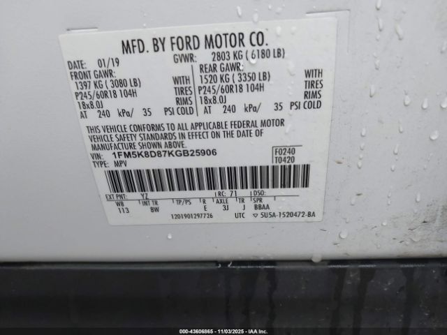 2019 FORD EXPLORER 1FM5K8D87KGB25906 Photo 8