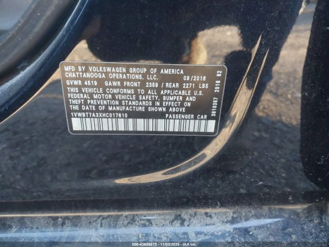 2017 VOLKSWAGEN PASSAT 1VWBT7A3XHC017610 Photo 8