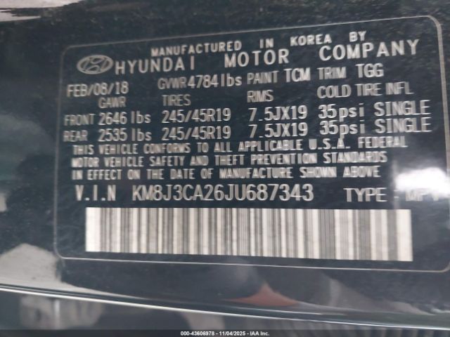 2018 HYUNDAI TUCSON KM8J3CA26JU687343 Photo 8