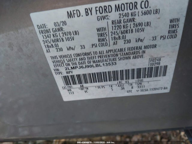 2020 LINCOLN NAUTILUS 2LMPJ6J90LBL13533 Photo 8