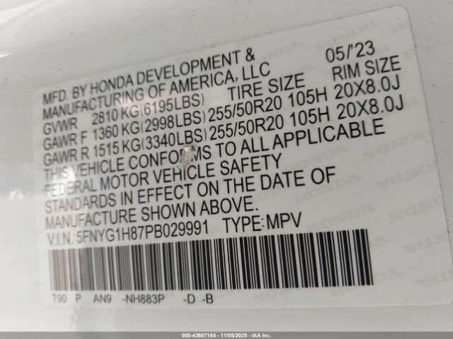 2023 HONDA PILOT 5FNYG1H87PB029991 Photo 8