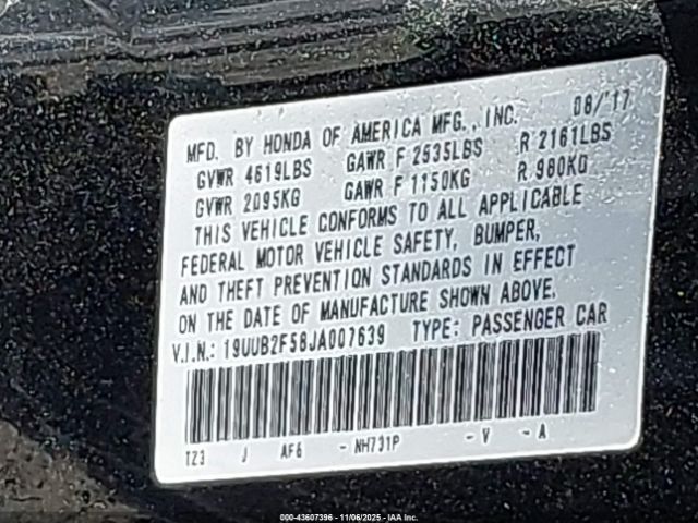 2018 ACURA TLX 19UUB2F58JA007639 Photo 8