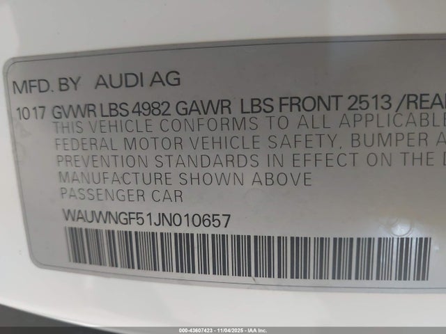 2018 AUDI A5 WAUWNGF51JN010657 Photo 8