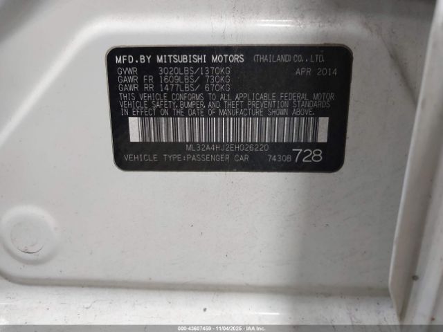 2014 MITSUBISHI MIRAGE ML32A4HJ2EH026220 Photo 8
