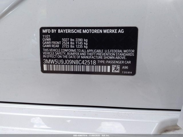 2022 BMW 3 SERIES 3MW5U9J09N8C42518 Photo 8