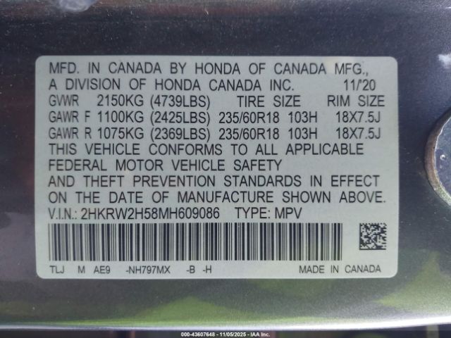 2021 HONDA CR-V 2HKRW2H58MH609086 Photo 8