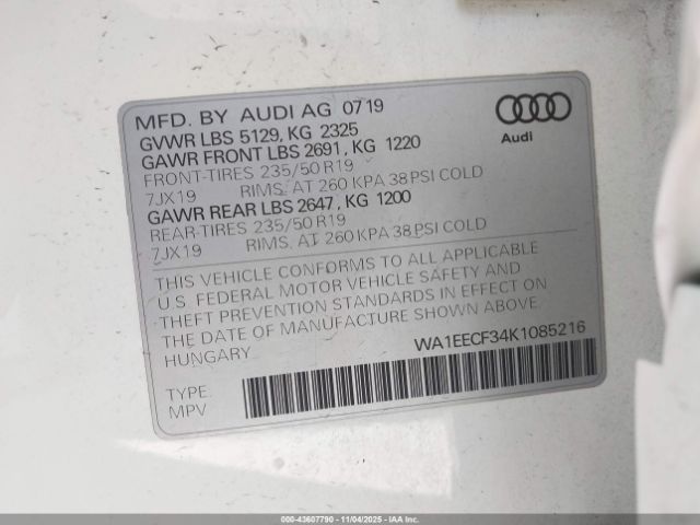2019 AUDI Q3 WA1EECF34K1085216 Photo 8