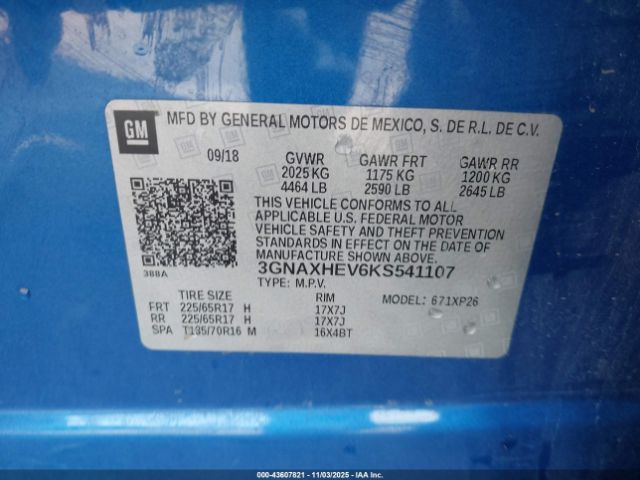 2019 CHEVROLET EQUINOX 3GNAXHEV6KS541107 Photo 8