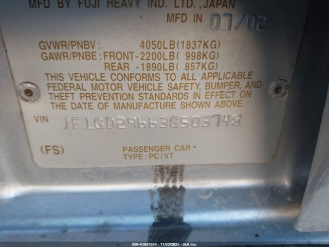 2003 SUBARU IMPREZA JF1GD29663G503748 Photo 8