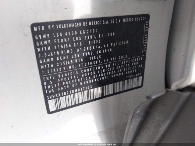 2024 VOLKSWAGEN TAOS 3VV8X7B27RM017153 Photo 8