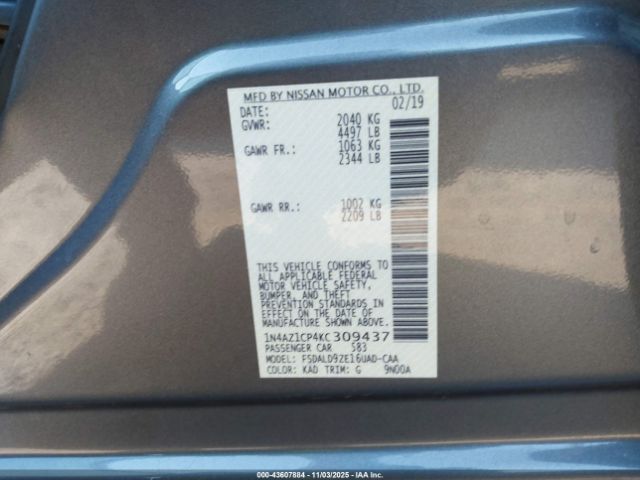 2019 NISSAN LEAF 1N4AZ1CP4KC309437 Photo 8