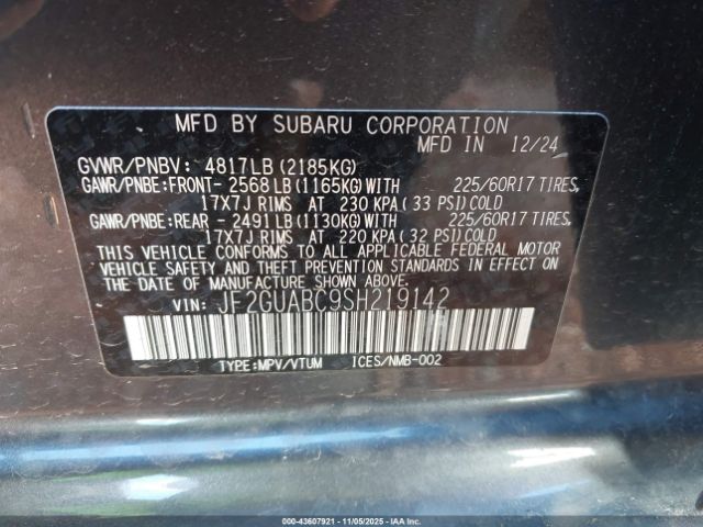 2025 SUBARU CROSSTREK JF2GUABC9SH219142 Photo 8