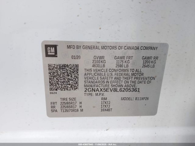 2020 CHEVROLET EQUINOX 2GNAX5EV8L6205361 Photo 8