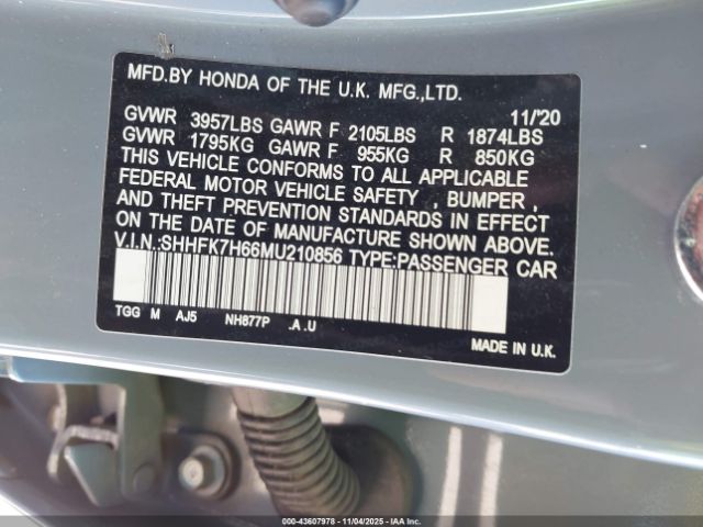 2021 HONDA CIVIC SHHFK7H66MU210856 Photo 8