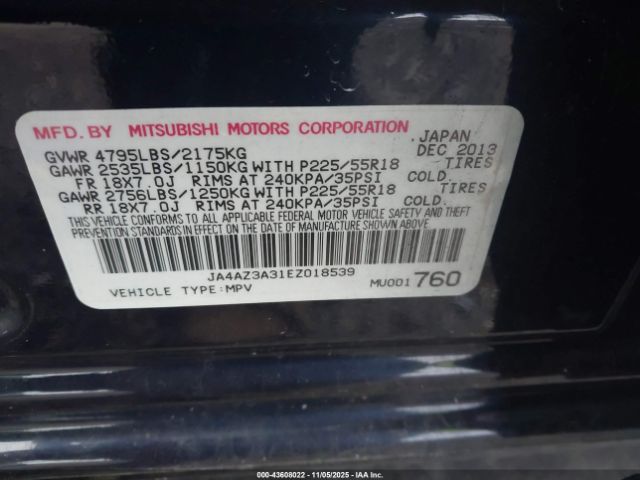 2014 MITSUBISHI OUTLANDER JA4AZ3A31EZ018539 Photo 8