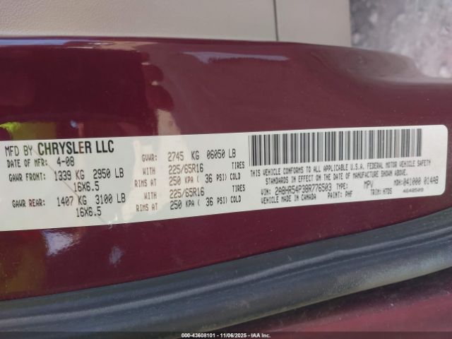 2008 CHRYSLER TOWN & COUNTRY 2A8HR54P38R776503 Photo 8