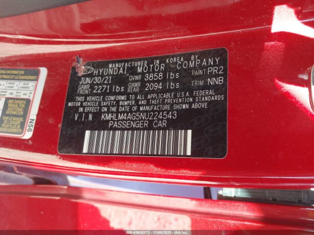 2022 HYUNDAI ELANTRA KMHLM4AG5NU224543 Photo 8