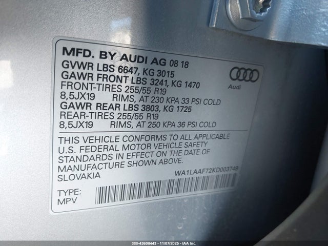 2019 AUDI Q7 WA1LAAF72KD003749 Photo 8