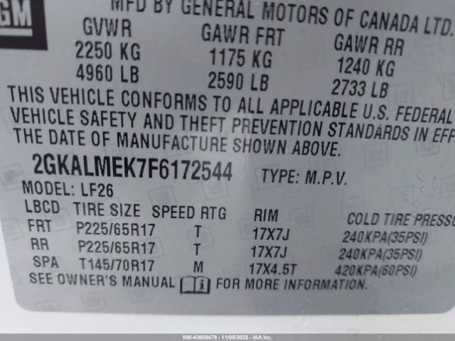 2015 GMC TERRAIN 2GKALMEK7F6172544 Photo 8