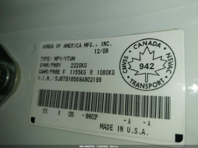 2009 ACURA RDX 5J8TB18569A802199 Photo 8