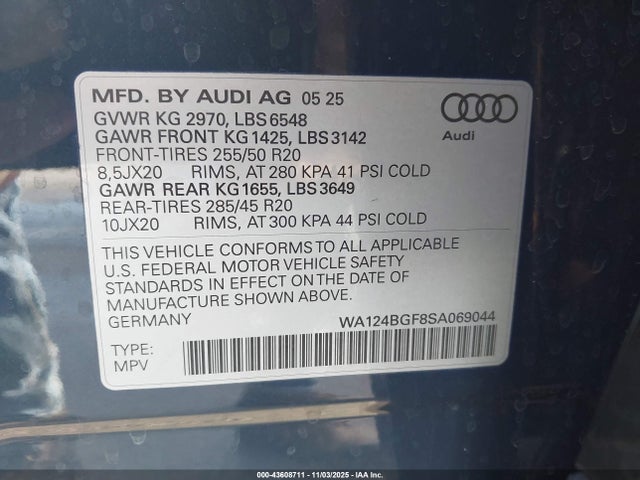 2025 AUDI Q6 E-TRON WA124BGF8SA069044 Photo 8