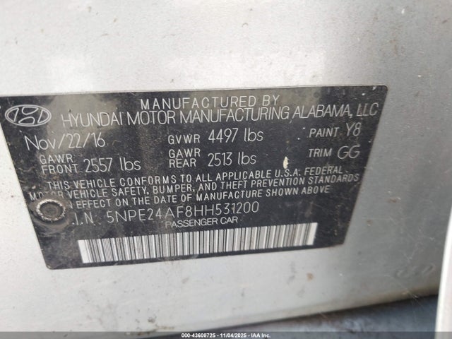 Hyundai Sonata 2017 5NPE24AF8HH531200 Image 9