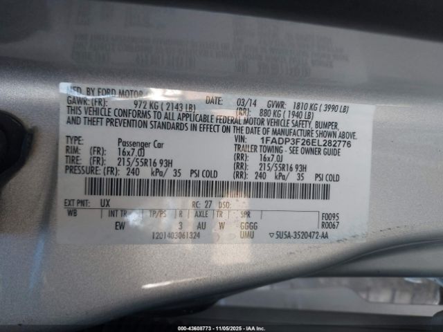 2014 FORD FOCUS 1FADP3F26EL282776 Photo 8