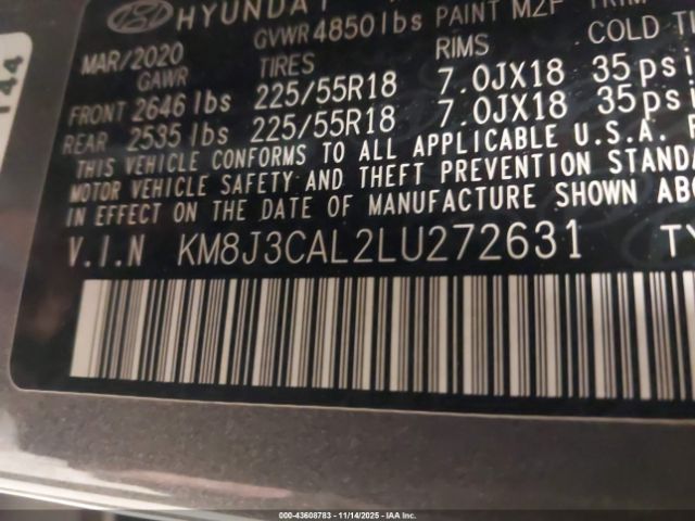 2020 HYUNDAI TUCSON KM8J3CAL2LU272631 Photo 8