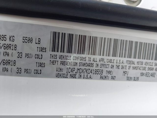 2019 JEEP CHEROKEE 1C4PJMDX7KD418559 Photo 8